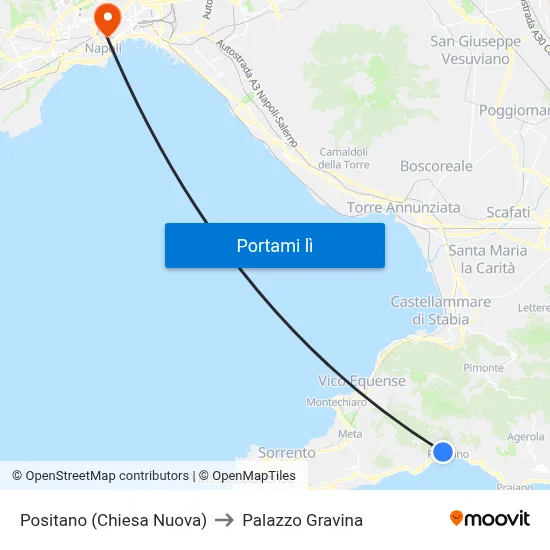 Positano (Chiesa Nuova) to Palazzo Gravina map