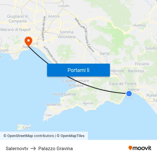 Salernovtv to Palazzo Gravina map