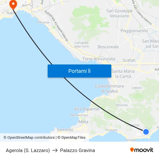 Agerola (S. Lazzaro) to Palazzo Gravina map