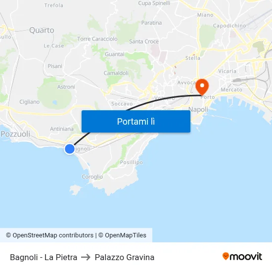Bagnoli - La Pietra to Palazzo Gravina map