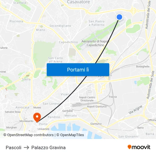 Pascoli to Palazzo Gravina map