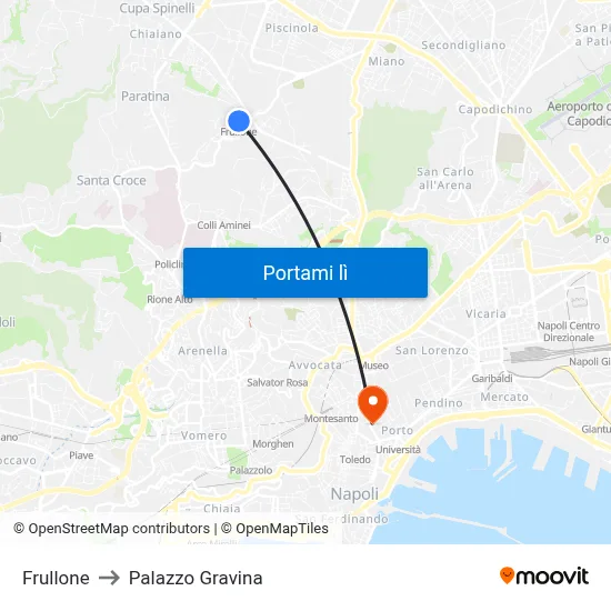 Frullone to Palazzo Gravina map