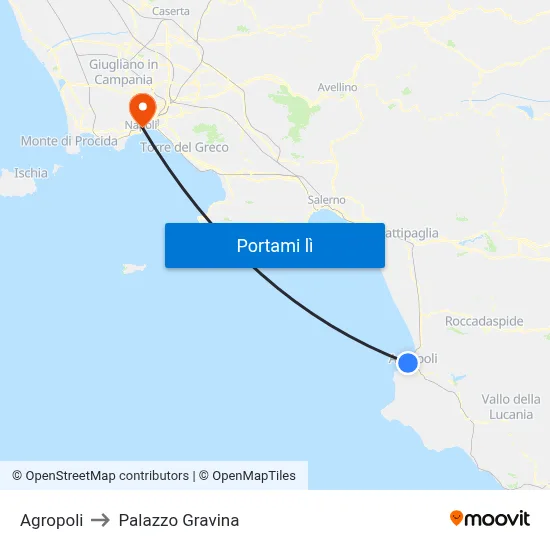 Agropoli to Palazzo Gravina map