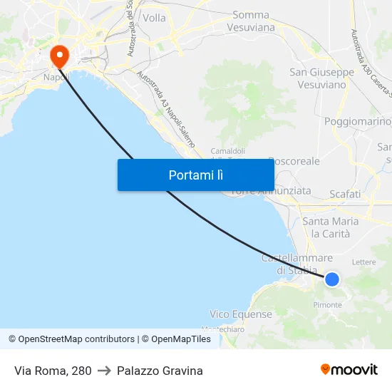 Via Roma, 280 to Palazzo Gravina map