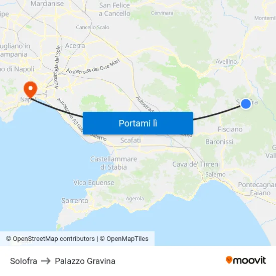 Solofra to Palazzo Gravina map