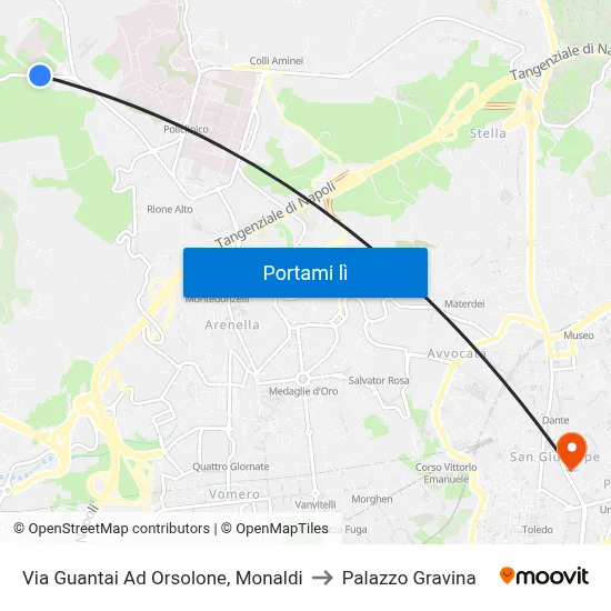 Via Guantai Ad Orsolone, Monaldi to Palazzo Gravina map
