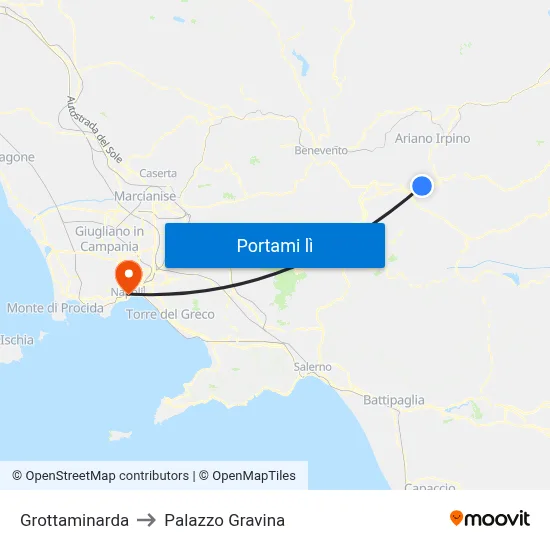 Grottaminarda to Palazzo Gravina map