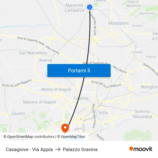 Casagiove - Via Appia to Palazzo Gravina map