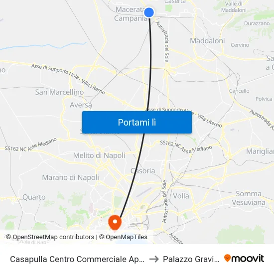Casapulla Centro Commerciale Apollo to Palazzo Gravina map