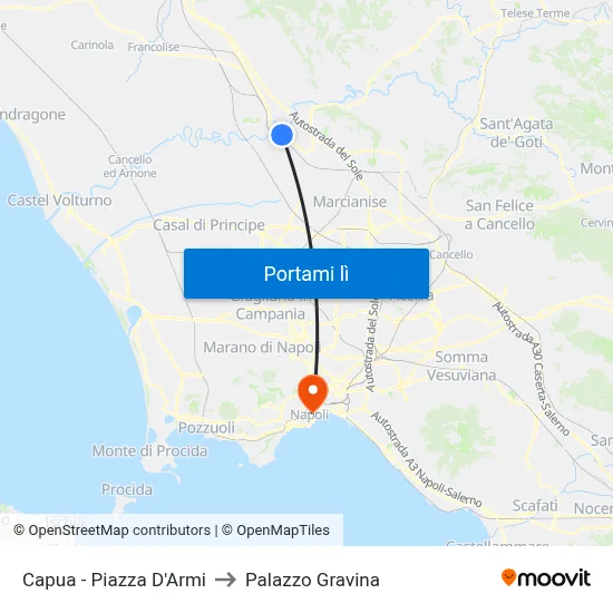 Capua - Piazza D'Armi to Palazzo Gravina map