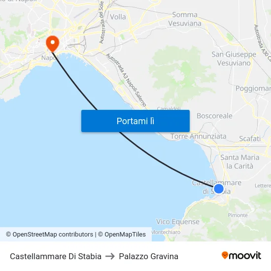 Castellammare Di Stabia to Palazzo Gravina map