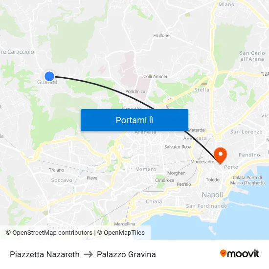 Piazzetta Nazareth to Palazzo Gravina map