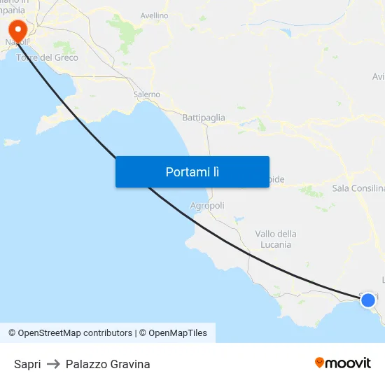 Sapri to Palazzo Gravina map
