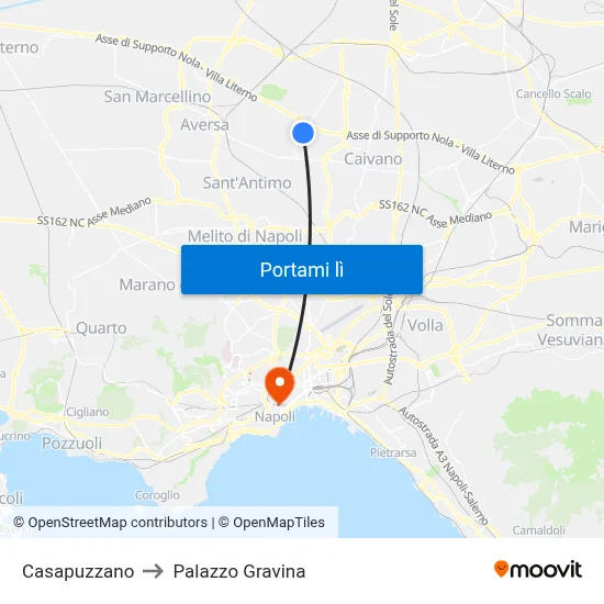 Casapuzzano to Palazzo Gravina map