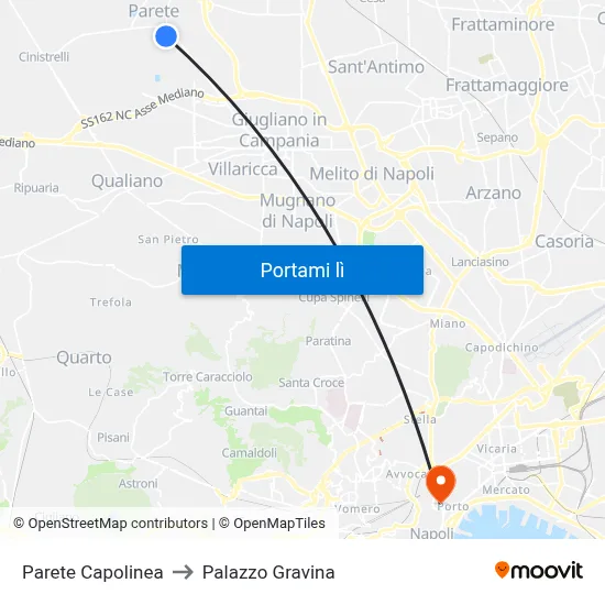 Parete Capolinea to Palazzo Gravina map