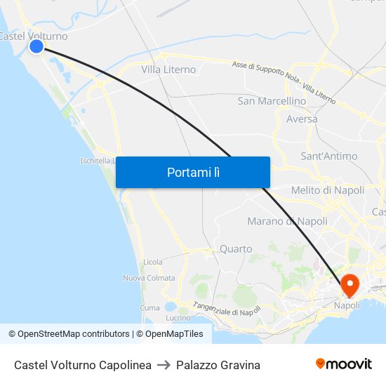 Castel Volturno Capolinea to Palazzo Gravina map