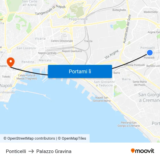Ponticelli to Palazzo Gravina map
