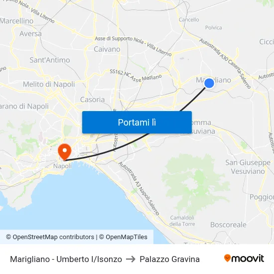 Marigliano - Umberto I/Isonzo to Palazzo Gravina map