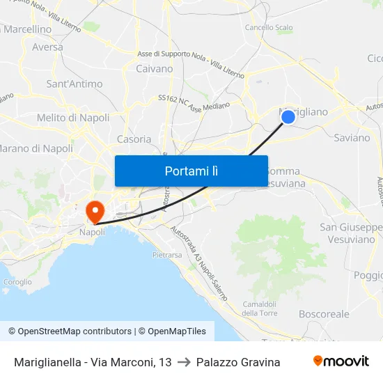 Mariglianella - Via Marconi, 13 to Palazzo Gravina map