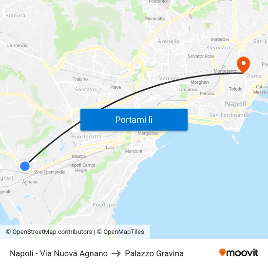 Napoli - Via Nuova Agnano to Palazzo Gravina map