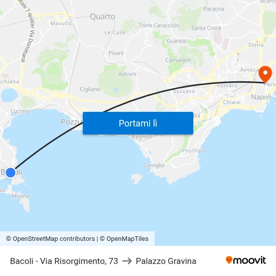 Bacoli - Via Risorgimento, 73 to Palazzo Gravina map