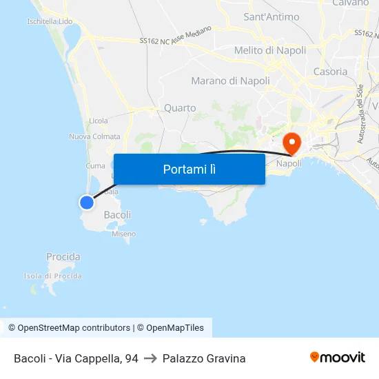 Bacoli - Via Cappella, 94 to Palazzo Gravina map