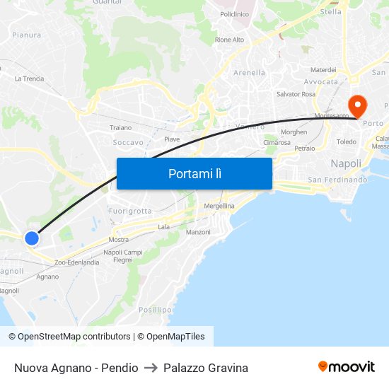 Nuova Agnano - Pendio to Palazzo Gravina map