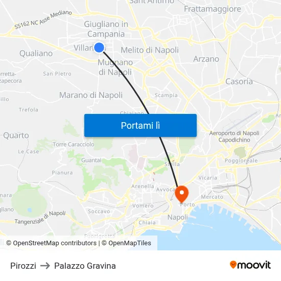 Pirozzi to Palazzo Gravina map