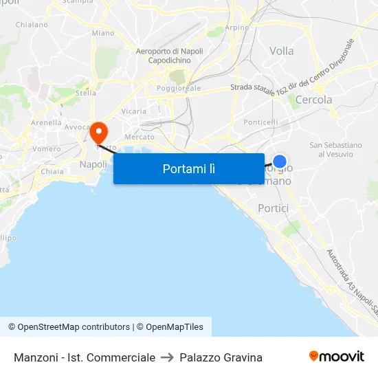 Manzoni - Ist. Commerciale to Palazzo Gravina map