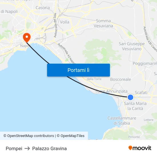 Pompei to Palazzo Gravina map