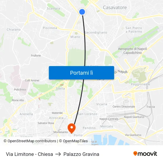 Via Limitone - Chiesa to Palazzo Gravina map