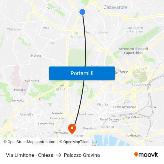 Via Limitone - Chiesa to Palazzo Gravina map