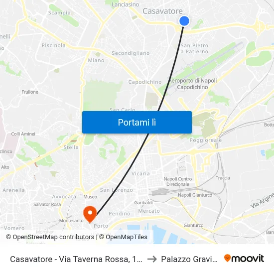 Casavatore - Via Taverna Rossa, 153 to Palazzo Gravina map