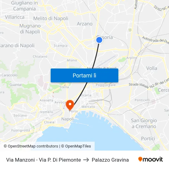 Via Manzoni - Via P. Di Piemonte to Palazzo Gravina map