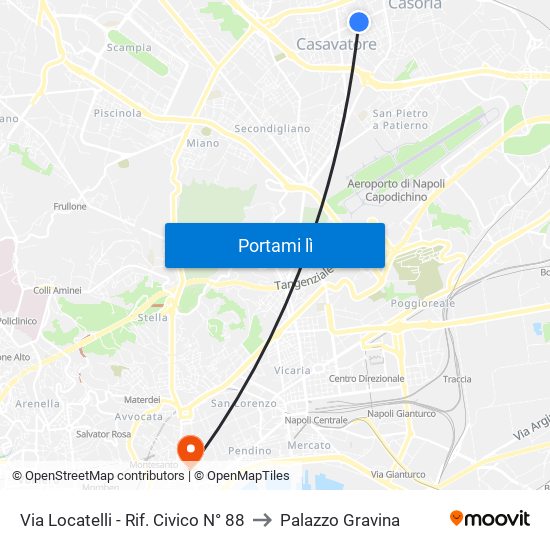Via Locatelli - Rif. Civico N° 88 to Palazzo Gravina map