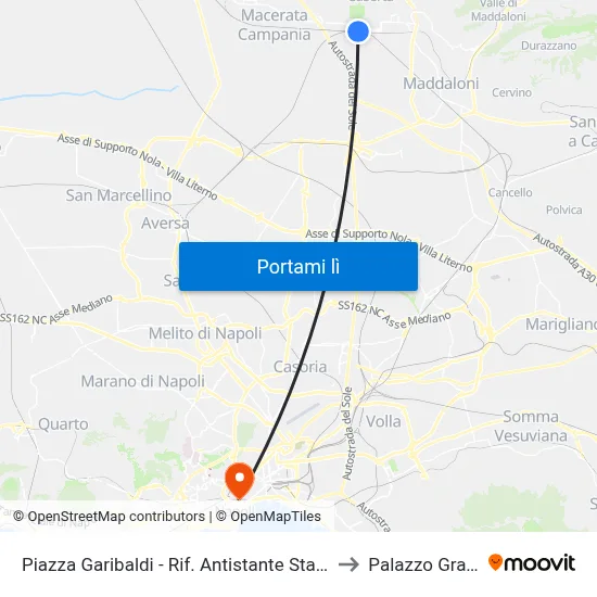 Piazza Garibaldi - Rif. Antistante Stazione FS to Palazzo Gravina map