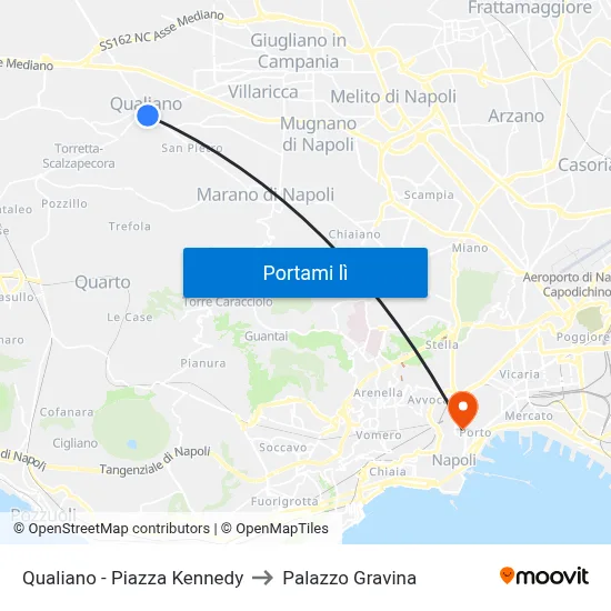 Qualiano - Piazza Kennedy to Palazzo Gravina map