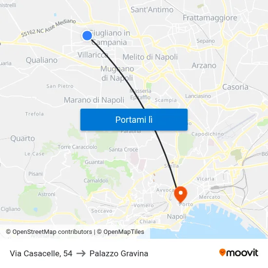 Via Casacelle, 54 to Palazzo Gravina map
