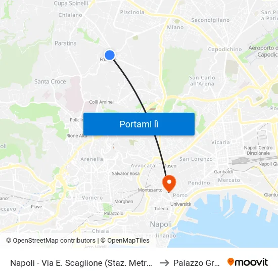 Napoli - Via E. Scaglione (Staz. Metrò Frullone) to Palazzo Gravina map