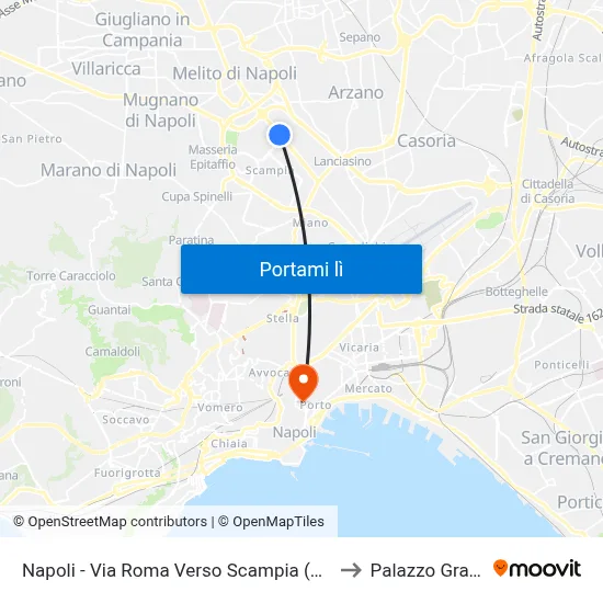 Napoli - Via Roma Verso Scampia (Carcere) to Palazzo Gravina map