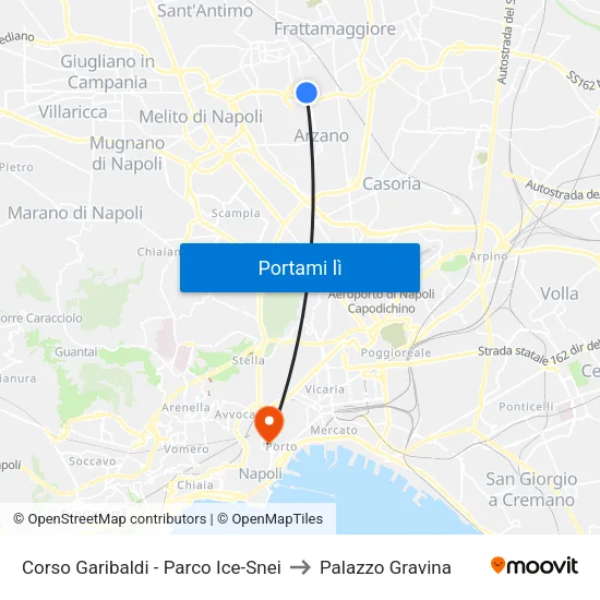 Corso Garibaldi - Parco Ice-Snei to Palazzo Gravina map