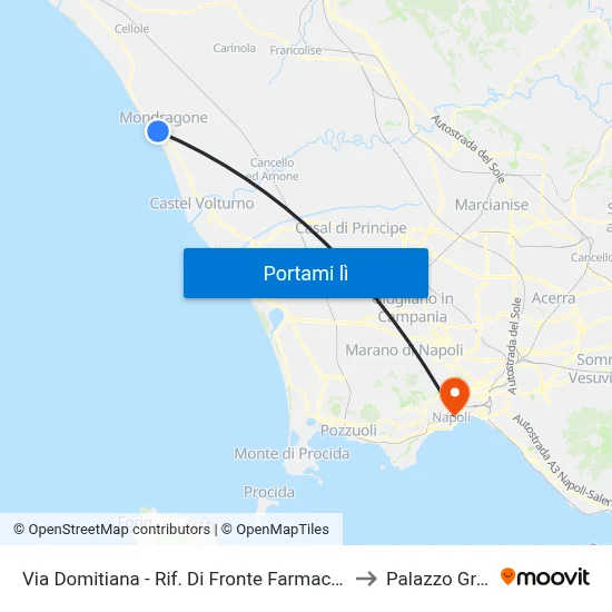 Via Domitiana - Rif. Di Fronte Farmacia Comunale to Palazzo Gravina map