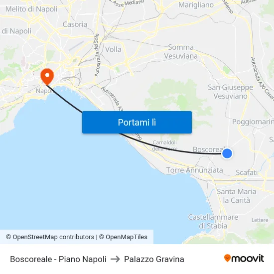 Boscoreale - Piano Napoli to Palazzo Gravina map