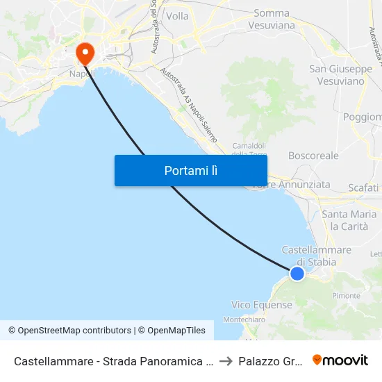 Castellammare - Strada Panoramica (Pozzano) to Palazzo Gravina map