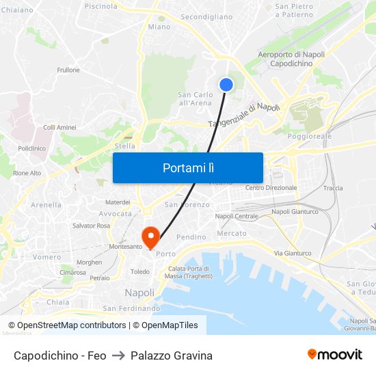 Capodichino - Feo to Palazzo Gravina map