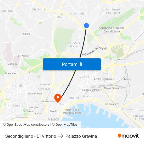 Secondigliano - Di Vittorio to Palazzo Gravina map