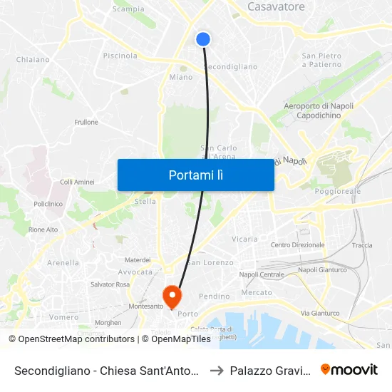 Secondigliano - Chiesa Sant'Antonio to Palazzo Gravina map