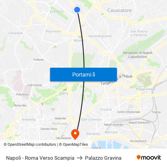 Napoli - Roma Verso Scampia to Palazzo Gravina map