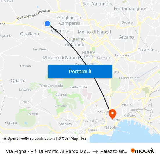 Via Pigna - Rif. Di Fronte Al Parco Mondo Nuovo to Palazzo Gravina map