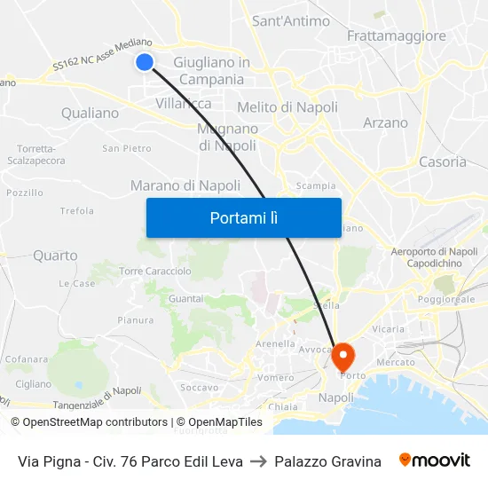 Via Pigna - Civ. 76 Parco Edil Leva to Palazzo Gravina map